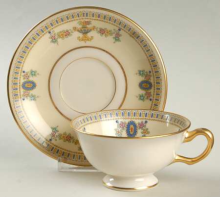 Colonial Cream Footed Cup & Saucer Set