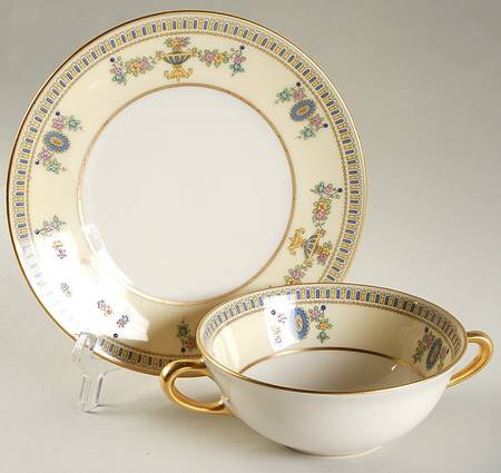 Colonial Cream Flat Cream Soup Bowl & Saucer Set