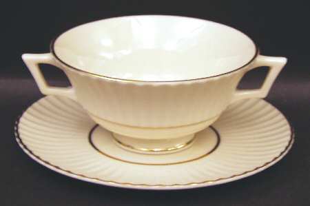 Temple Gold (Temple Collection) Footed Cream Soup Bowl & Saucer Set