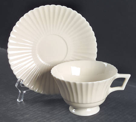 Temple Off White Footed Cup & Saucer Set