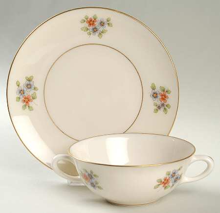 Teresa Flat Cream Soup Bowl & Saucer Set