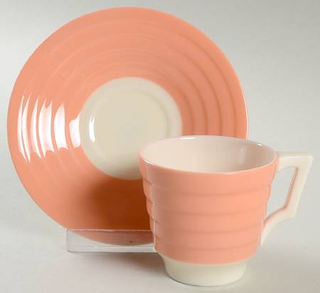 Terrace (Coral Rim) Flat Demitasse Cup & Saucer Set
