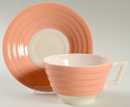 Terrace (Coral Rim) Flat Cup & Saucer Set