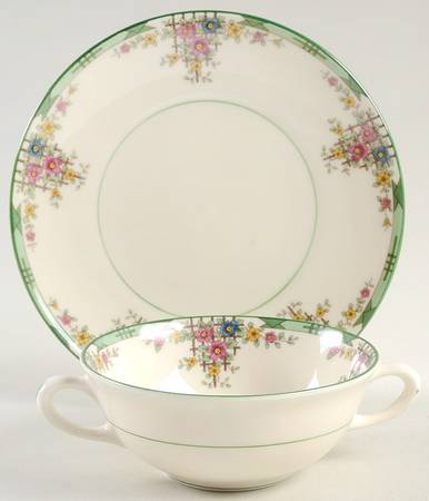 Trellis Flat Cream Soup Bowl & Saucer Set