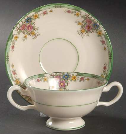 Trellis Footed Bouillon Cup & Saucer