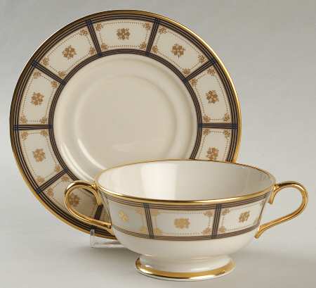 Trovatore Footed Cream Soup Bowl & Saucer Set