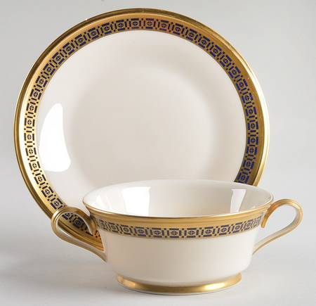 Tudor Footed Cream Soup & Dessert Plate/Saucer Set by Lenox