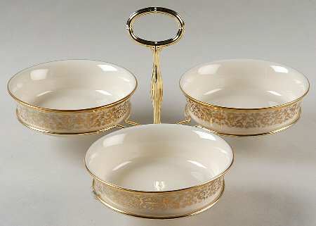 Tuscany 7" x 12" 3-Part Relish & Metal Stand (CERC) HC