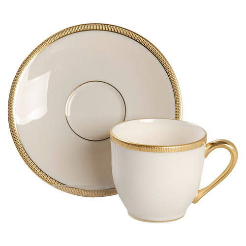 Tuxedo (Gold Backstamp) Flat Demitasse Cup & Saucer Set
