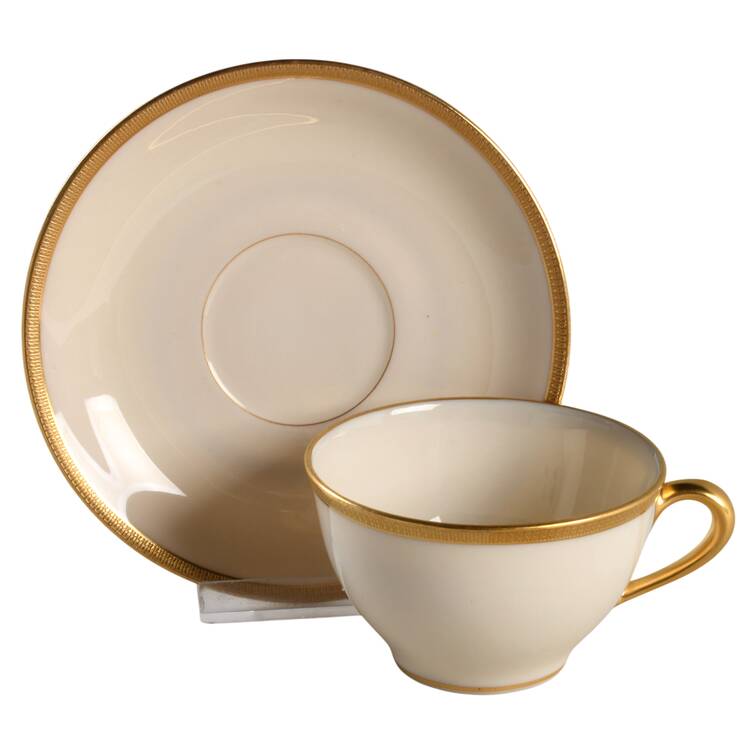 Tuxedo (Gold Backstamp) Flat Cup & Saucer Set