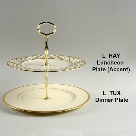 Tuxedo (Gold Backstamp) Mixed/Match 2 Tier Serving Tray