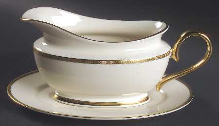 Tuxedo (Gold Backstamp) 1999 Shape Gravy Boat & Underplate