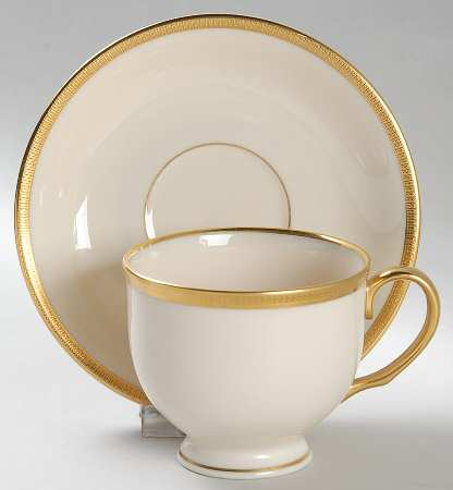 Tuxedo (Gold Backstamp) Footed Cup & Saucer Set