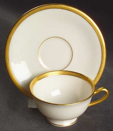 Tuxedo (Gold Backstamp) Footed Demitasse Cup & Saucer Set