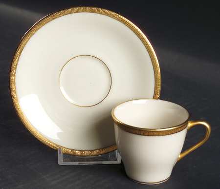 Tuxedo (Gold Backstamp) Flat Demitasse Cup & Saucer Set