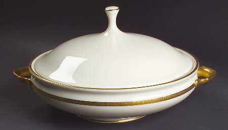 Tuxedo (Gold Backstamp) Round Covered Vegetable