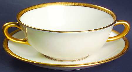 Tuxedo (Green Backstamp) Flat Cream Soup & Saucer Set