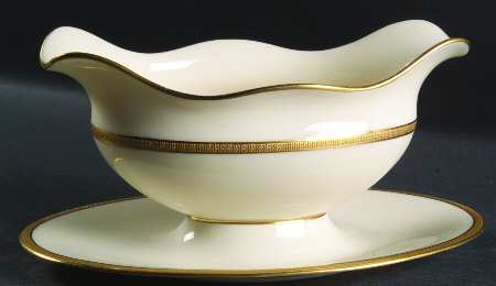 Tuxedo (Green Backstamp) Gravy Boat with Attached Underplate
