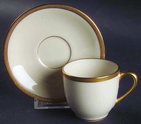 Tuxedo (Green Backstamp) Flat Demitasse Cup & Saucer Set