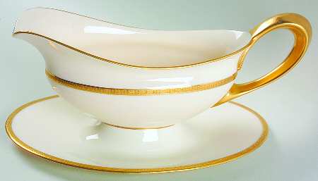 Tuxedo (Green Backstamp) Gravy Boat with Attached Underplate