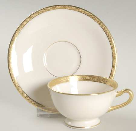 Tuxedo (Green Backstamp) Footed Demitasse Cup & Saucer Set