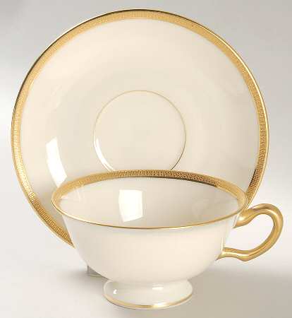 Tuxedo (Green Backstamp) Footed Cup & Saucer Set