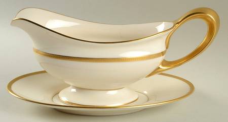Tuxedo (Green Backstamp) Gravy Boat & Underplate