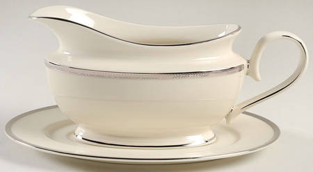 Tuxedo Platinum (Newer, Presidential Shape) 1999 Shape Gravy Boat & Underplate