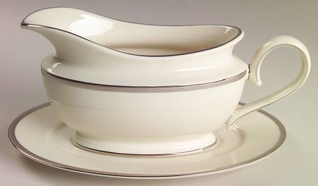 Tuxedo Platinum (Newer, Presidential Shape) 1999 Shape Gravy Boat & Underplate