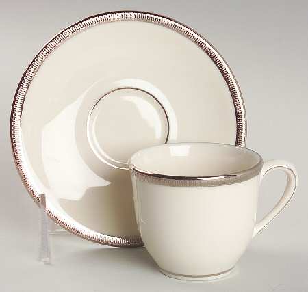 Tuxedo Platinum (Newer, Presidential Shape) Flat Demitasse Cup & Saucer Set