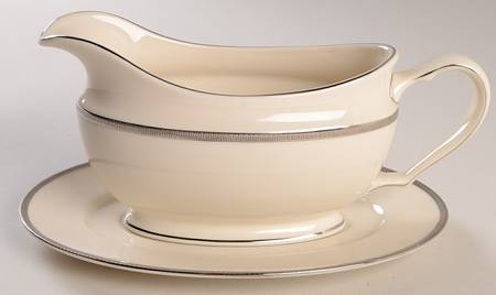 Tuxedo Platinum (Newer, Presidential Shape) Gravy Boat & Underplate