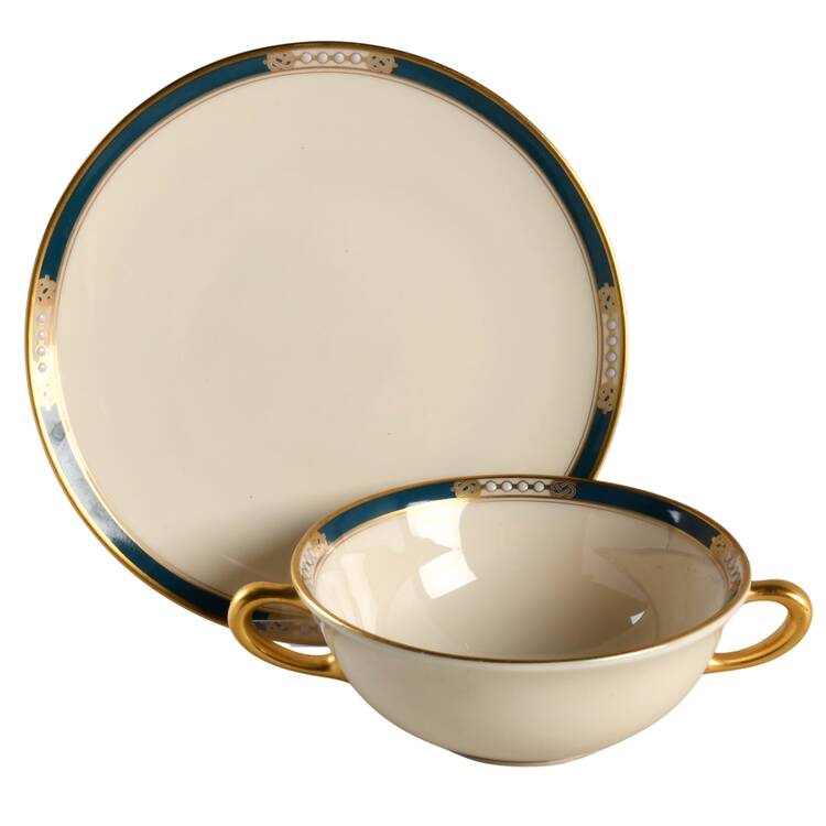 Union Flat Cream Soup Bowl & Saucer Set by Lenox
