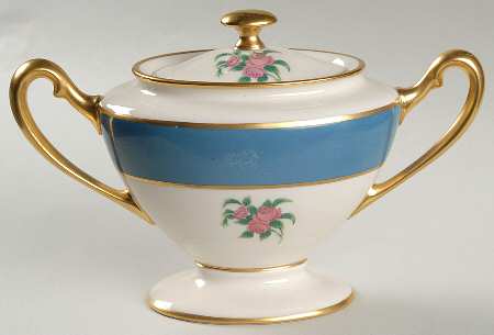 Washington Turquoise (Smooth) Sugar Bowl & Lid by Lenox