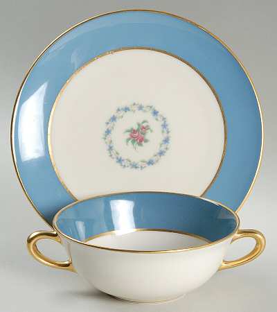 Washington Turquoise (Smooth) Flat Cream Soup Bowl & Saucer Set
