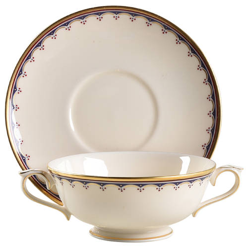 Weymouth Estates Footed Cream Soup Bowl & Saucer Set