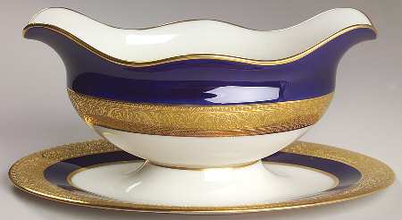 Westchester Cobalt Blue Gravy Boat with Attached Underplate