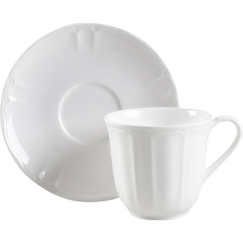 White Shore Flat Cup & Saucer Set