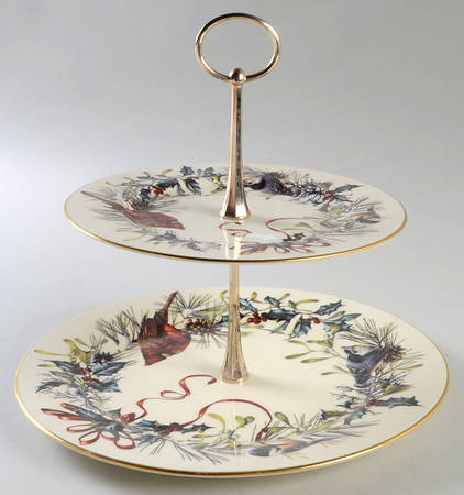 Winter Greetings 2 Tiered Serving Tray (Dinner & Salad Plate)