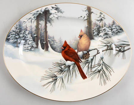 Winter Greetings 16" Scenic Oval Platter