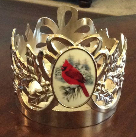 Winter Greetings Metal Base for Glass Hurricane