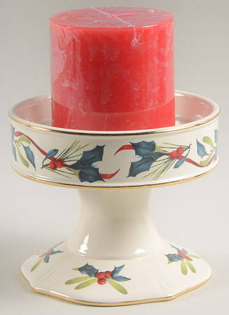 Winter Greetings Pillar Candleholder-No Glass Shade