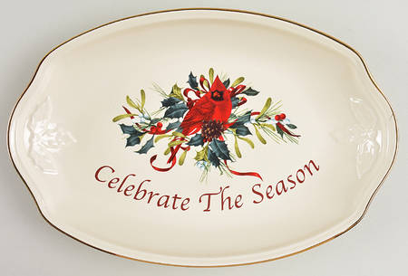 Winter Greetings 11" Oval Tray