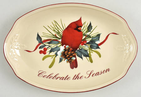 Winter Greetings 11" Oval Tray