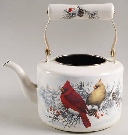 Winter Greetings Scenic Metal Kettle No Lid