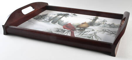 Winter Greetings Rectangular Wood Tray