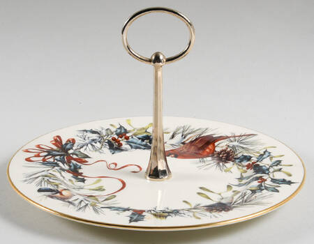 Winter Greetings Round Serving Plate with Handle (Sp)