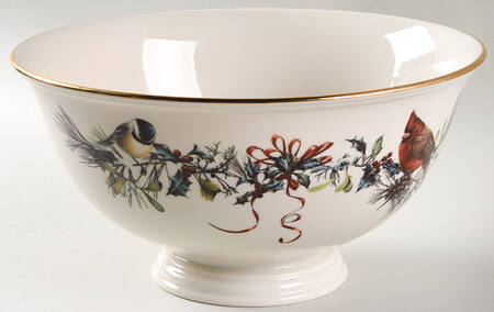 Winter Greetings Large Footed Salad Serving Bowl