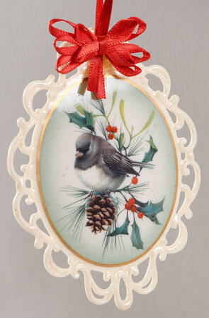 Winter Greetings Oval Pierced Edge Ornament