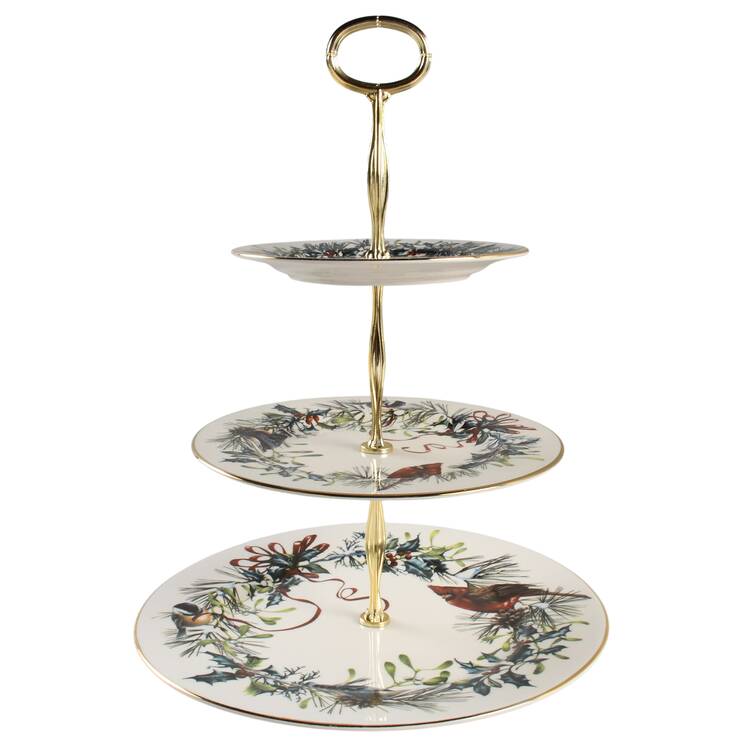 Winter Greetings 13 7/8"-14 1/4" 3-Tiered Serving Tray(DP,SP,BB) HC