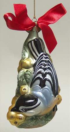 Winter Greetings Glassware Ornament Nuthatch
